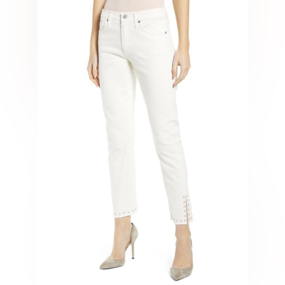 Citizens of Humanity Off-White Studded Ankle Jeans